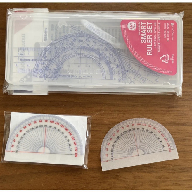 초등 삼각자 각도기 세트 4학년 1학기 초등 수학 학습 도우미 4-1 점착 메모지, 1개