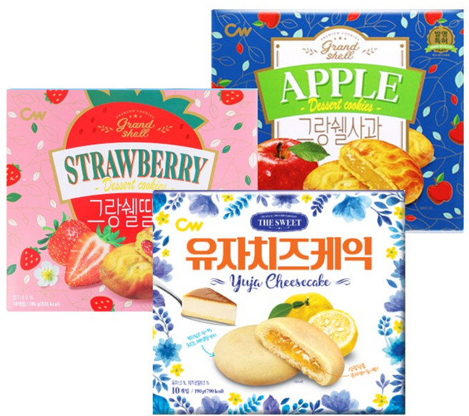 청우 그랑쉘딸기 그랑쉘사과 유자치즈케익, 580g, 1세트