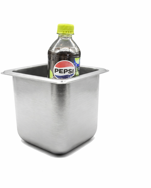 304 NSF식품 승인 사각 견고한 업소용 냉장고 반찬 스텐 밧드 바트, 1/6 (175x165mm) × 높이 15cm 몸체만, 1개