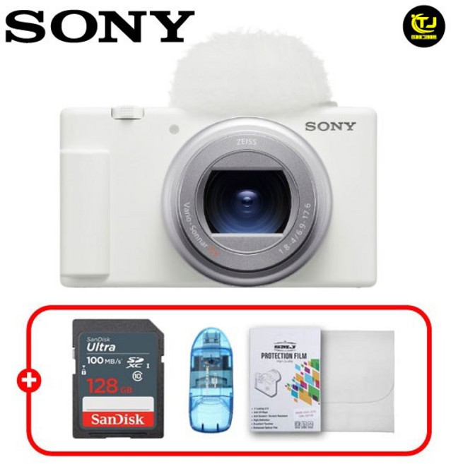 소니 정품 ZV-1M2 올인원 브이로그 카메라 / 새상품 / 128G+리더기+잘라쓰는보호필름+극세사융 /TJ, 소니 ZV-1M2 화이트