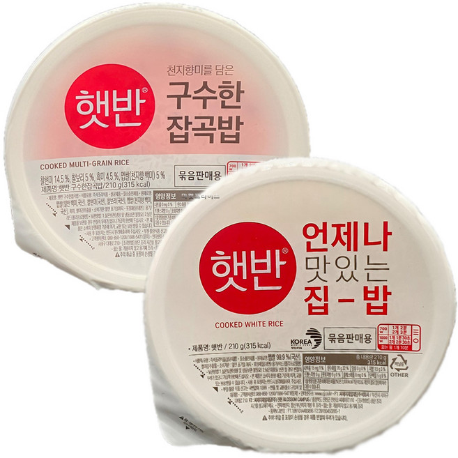 CJ 햇반 210g 혼합 24개 (백미밥+12곡잡곡밥 각 12개), 1박스, 5.04kg