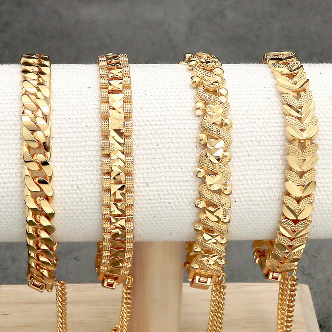 18k 골드도금 여성용 커브체인 데일리 예쁜패션팔찌