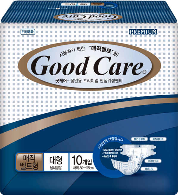 굿케어 겉기저귀 와이드 매직벨트 통기성대형 4팩 40매, 4개, 10개입, 대형
