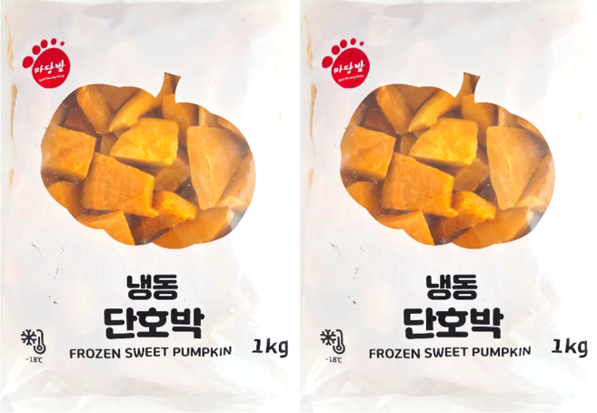 마당발 냉동 단호박(탈피) 1kgx2개 식재료 손질되어 간편조리 샐러드 스프 죽 이유식 다양한 호박요리 활용, 2개, 1kg