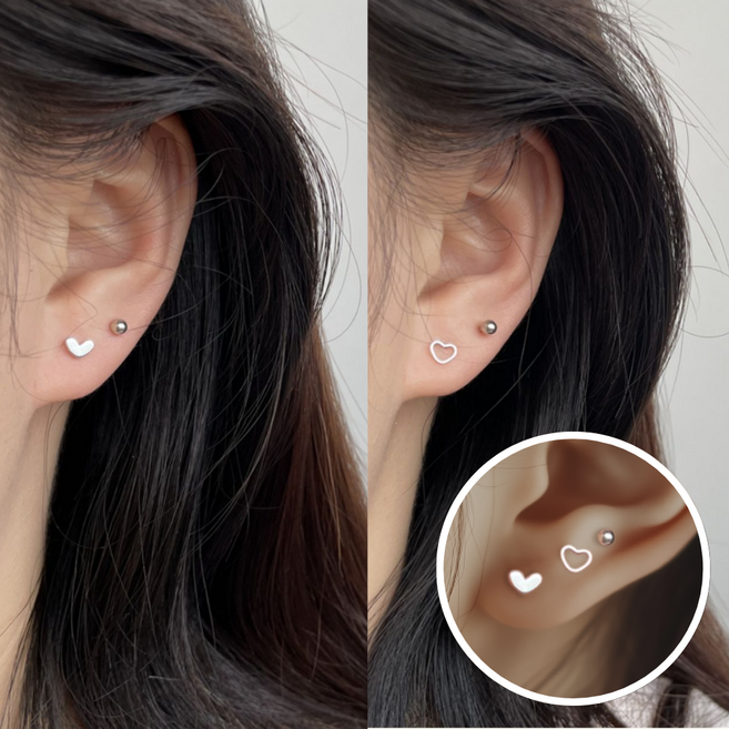 미닛 실버925 미니 하트 볼 귀걸이