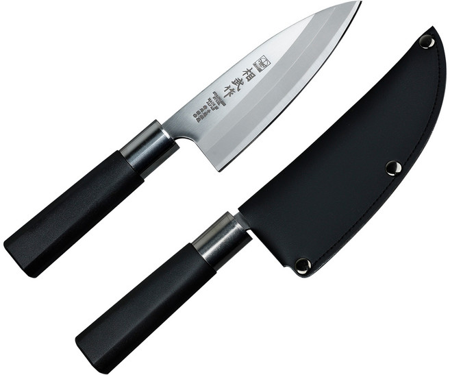 일본 니켄(NIKKEN) 명월도 데바칼 낚시칼+칼집세트, 1세트, 블랙