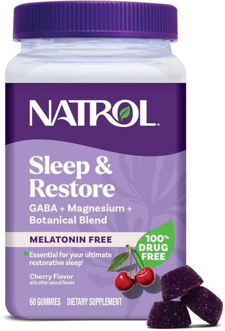 미국 Natrol Sleep & Restore 수면 숙면 멜라토닌프리 체리향 60구미, 1개