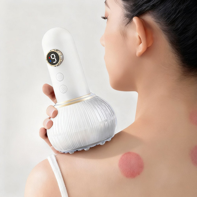 SaeByul 스마트 흡입 괄사 마사지기 3in1 온열+괄사+진공 흡착 마사지기 바디 자동 흡착 마사지 안마기, 화이트