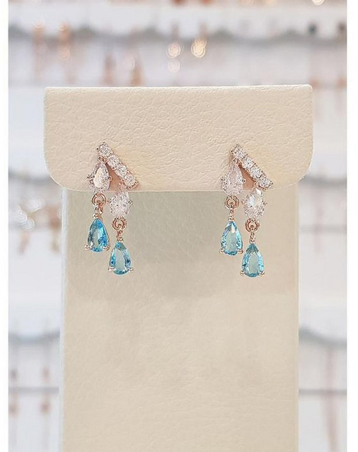 볼라레 세이브존01 30대여자선물 아쿠아마린 큐빅 드롭 귀걸이 spe829