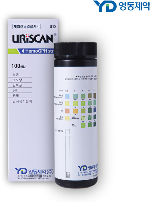 영동 유린스틱 소변검사지 당뇨 혈뇨 단백뇨 케톤 ph 검사키트 100매입 유랩케어출고, 4종, 1개