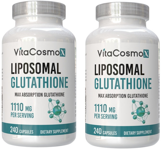 VitaCosmoX 리포소말 글루타치온 1100mg 120 베지 캡슐 Glutathione 1100 mg Veg Capsules, 2개, 240정