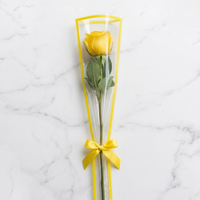 한송이 꽃 포장지 라인포장지, 1개, 옐로우