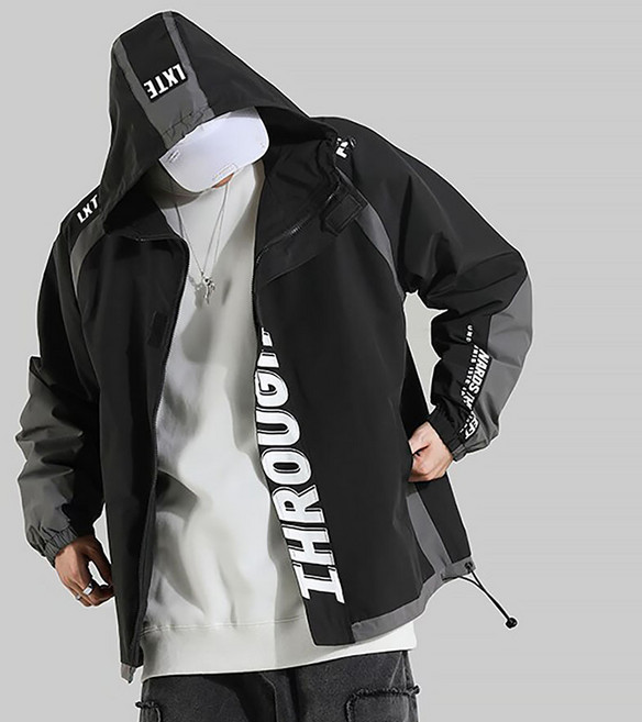 벨베스 남자 배색 바람막이 후드 점퍼