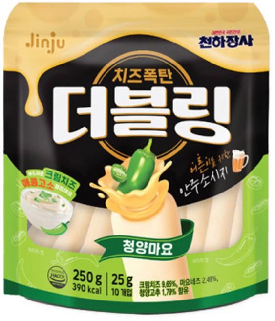 진주 천하장사 더블링 청양마요 소시지 250g (25g x10) 4개