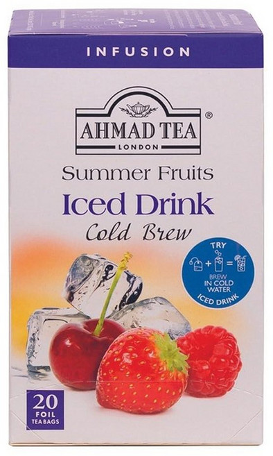 Ahmad Tea 녹차 셀렉션 레몬 자스민 민트 티백 20개입 1팩 카페인 무설탕 239901, 콜드 브루 여름 과일, 1