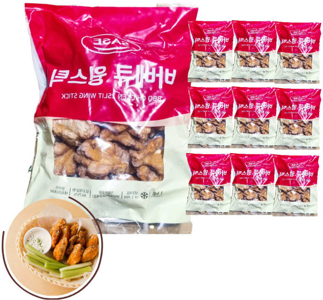 버팔로 스틱 바베큐 윙 봉 1kgx10냉동 닭고기 치킨 닭날개 짭조름 매콤한 업소용 대용량, 1kg