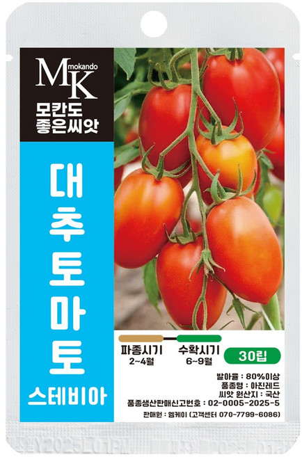 모칸도 좋은씨앗 대추방울토마토 씨앗 30립 스테비아 열매채소 미니토마토 씨앗, 1개