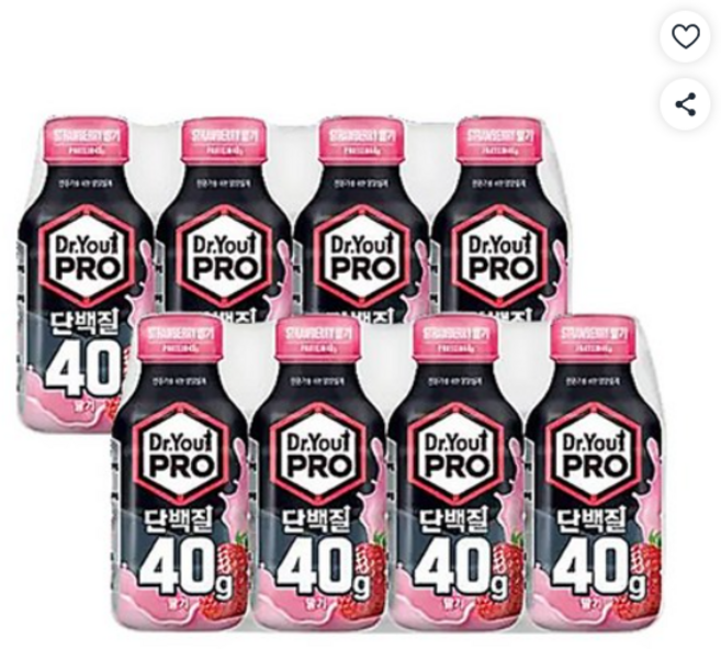 닥터유 프로 단백질 드링크 딸기 40g, 8개, 350ml