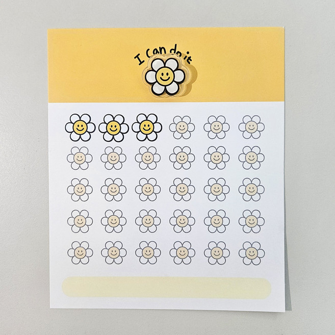 네모상점 습관체크 목표달성 챌린지 칭찬스티커 세트 칭찬스티커판12매 + 스티커12매 + 자석2개, 1세트, A_데이지