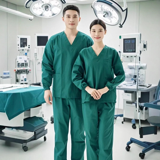 병원 가운 남녀공용 스트레치 간호사 긴팔 유니폼 병원복