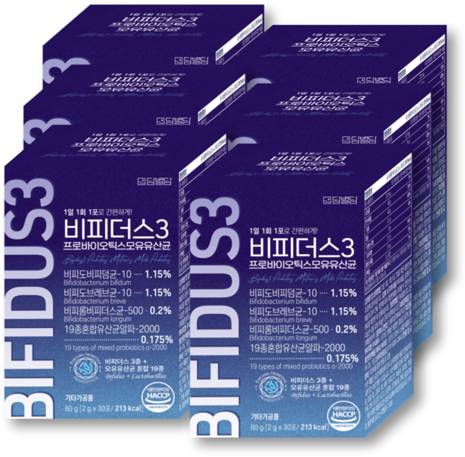 비피더스 3 프로바이오틱스 모유 유산균 HACCP 식약처인증, 6개, 60g, 비피더스모유유산균
