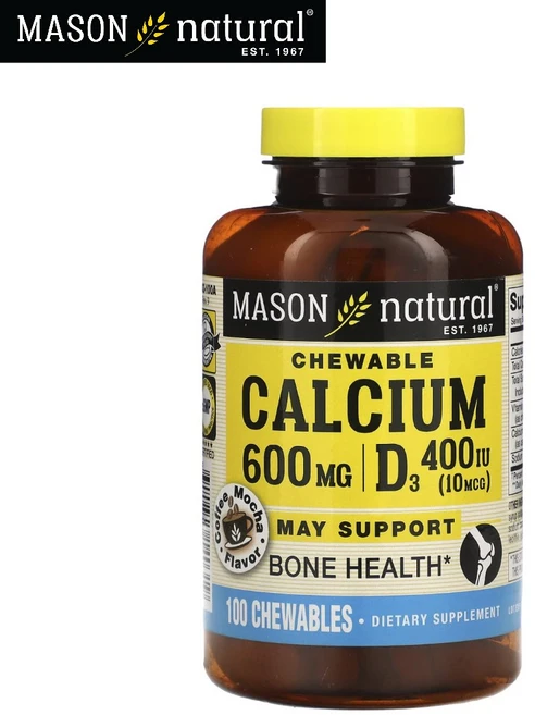 Mason Natural 메이슨내츄럴 츄어블 칼슘 플러스 비타민D3 커피 모카 맛 600mg 100정X2, 2개, 100정 - 쿠팡