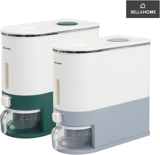 [벨라홈] 버튼식 계량쌀통 10kg(CN9888), 그레이, 1개