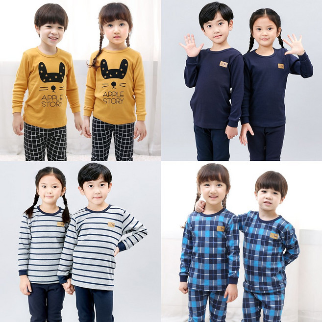 아동용 긴팔 30수 후라이스 실내복 상하세트 남아 여아 주니어 내복 잠옷