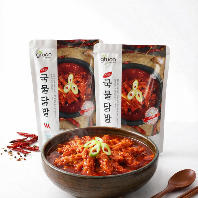 그루온 국내산 통뼈 국물닭발 첨가물 ZERO 맛은 올인, 3개, 700g