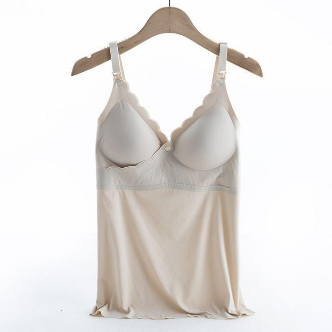 孕婦哺乳背心 冰絲無鋼圈可拆卸胸墊設計 夏季薄款哺乳吊帶