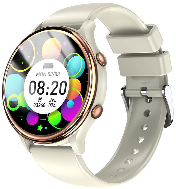 Luxeed 통화가능 스마트워치 1.27인치 원형 대화면 한국어 지원 운동 추적 밴드, 블루투스, 42mm, Starlight