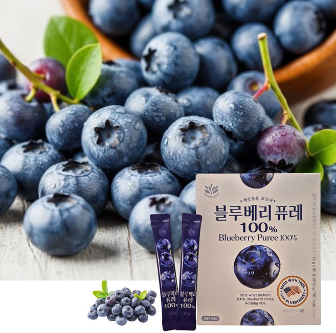 코스트코 블루베리 퓨레 100% 블루베리과즙 스틱 + 초코크리스피 증정, 40개, 20g