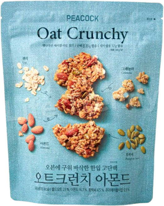 피코크 Oat Crunchy Almond 오트크런치 아몬드 180g, 1개