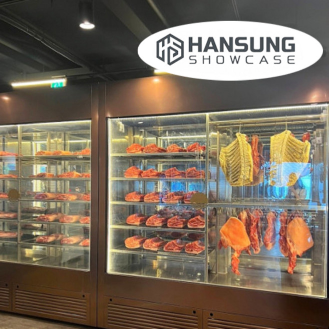 [주문제작] 한성 스틸루스 드라이에이징 숙성냉장고 쇼케이스 (1800x2200)정육 매장 식당 소고기 돼지고기, C. 전구색, 1. 블랙