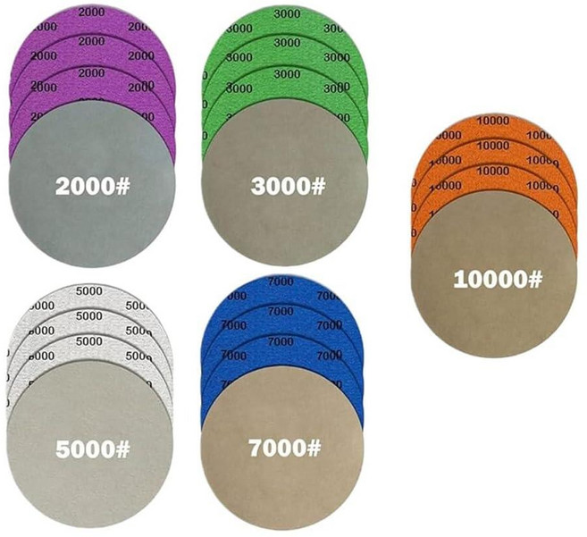 Depvko 12.7cm(5인치) 습식 건식 사포 20개: 2000/3000/5000/7000/10000 그릿 실리콘 카바이드 후크 앤 루프 샌딩 디스크 랜덤 궤도 샌더 자동