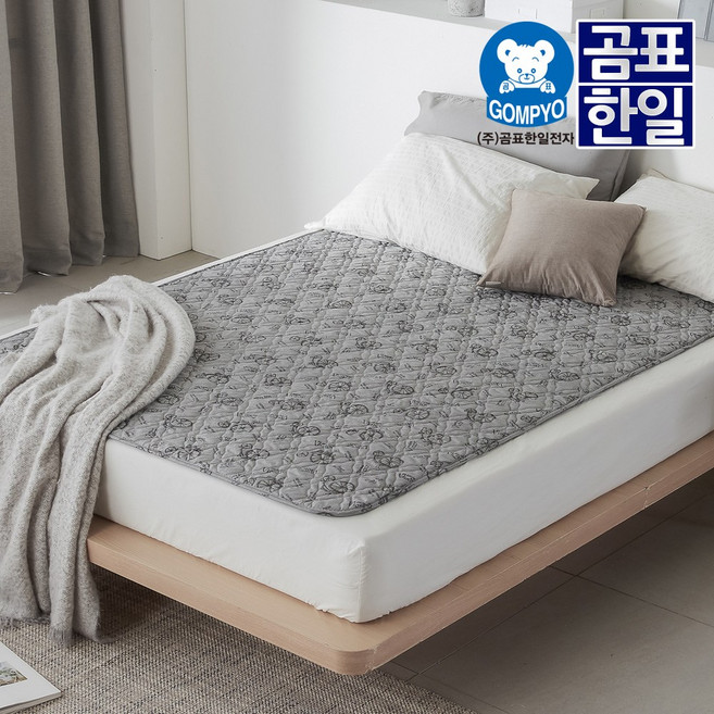 곰표한일 전기매트 싱글 전기요 1인용 침대 무자계 매트 빅터 그레이 중형, 단품, ONE COLOR/FREE