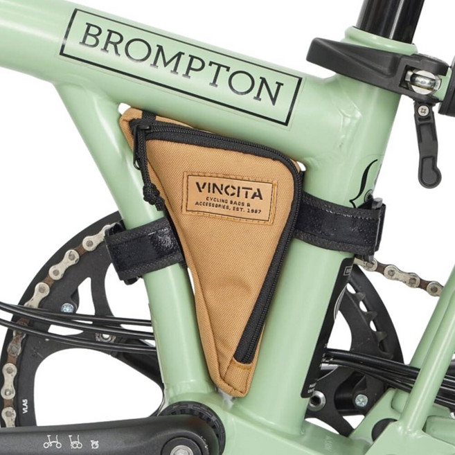 Vincita Boomerang Bag 3.0 – Brompton 바이크용 프레임 백 A C P 라인 마그네틱 마운트가 있는 미끄럼 방지 슬림 공구 파우치 탈착식 스트랩 밝은, 브라운