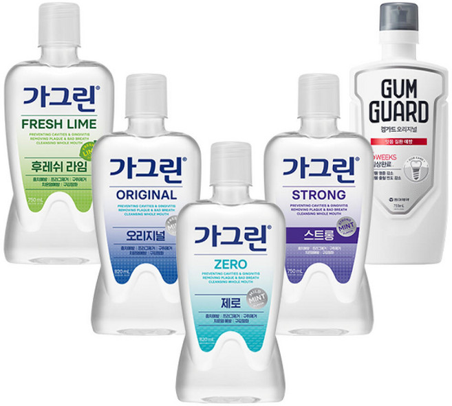 제로 820ml 1개 + 오리지널 스트롱 750ml 상쾌한라임 검가드 가그린