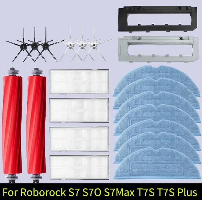 쿠쿠스토어 로보락 S7 maxv ultra T7S Pl pro 액세서리 메인 브러시 헤파 필터 로봇 진공 청소기, 12 Set B