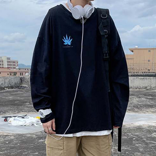 애드윈 A남자 티셔츠 오버핏 긴팔 쭉티 라운드넥 남성 패션 남자옷 가을옷 겨울옷