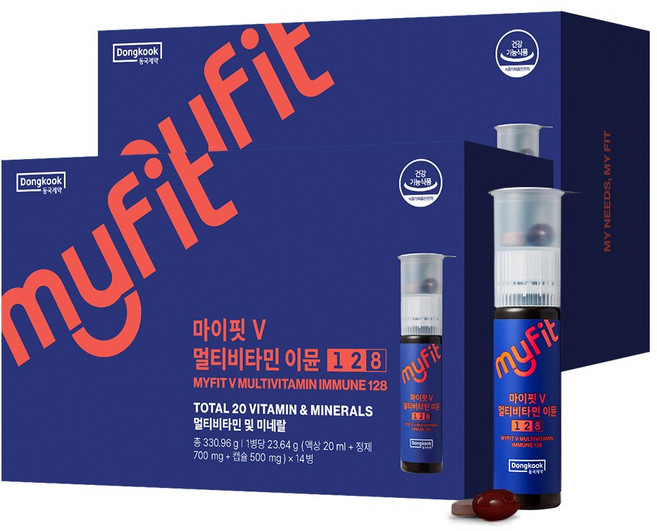 동국제약 이보영 마이핏 고함량 멀티비타민 이뮨샷 128 액상 종합비타민 올인원 14개입 종합영양제 수험생 고등학생 남성 여성, 14회분, 2개