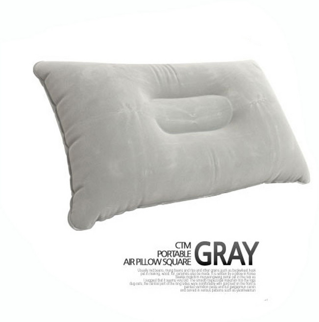 CTM 에어 베개 여행용 경량 목 배개 캠핑 차박 사각에어베개, 02 사각에어베개-그레이, 1개