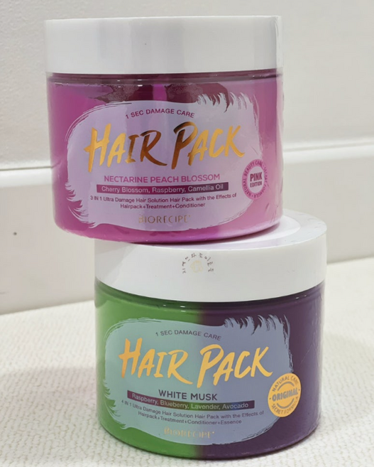 2종세트 바이오레시피 1초 데미지 케어 헤어팩 마블 + 핑크, 4개, 300g