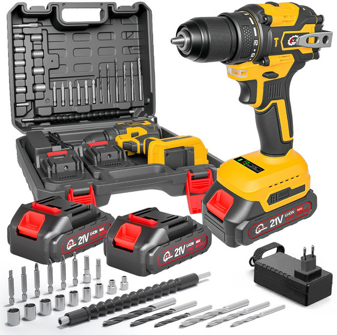 YUON 21V 전동 드릴 드라이버 올인원 배터리포함 풀세트, 1개