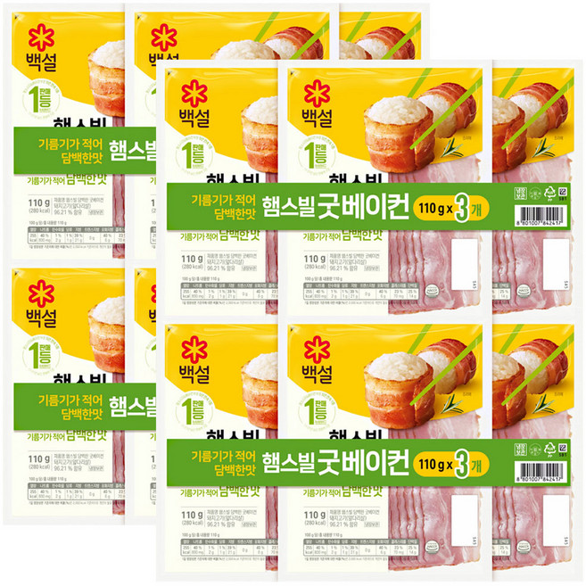 CJ 백설 햄스빌 굿베이컨, 110g, 12개