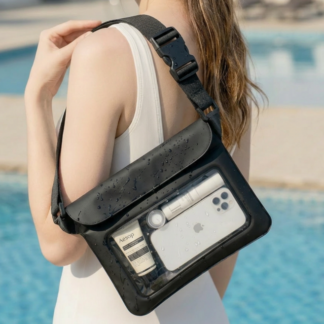 선물픽 물놀이 IPX8등급 핸드폰 방수팩, 1세트, 블랙