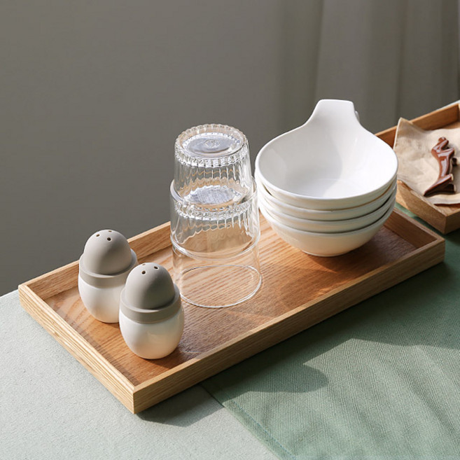 우드 직사각 카페 후식 트레이, 내추럴