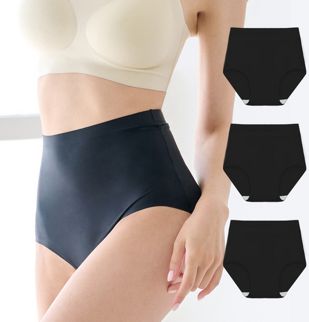 이너리즘 3장세트 여성 심리스 하이웨스트팬티 무봉제 노라인 여자팬티 위생팬티