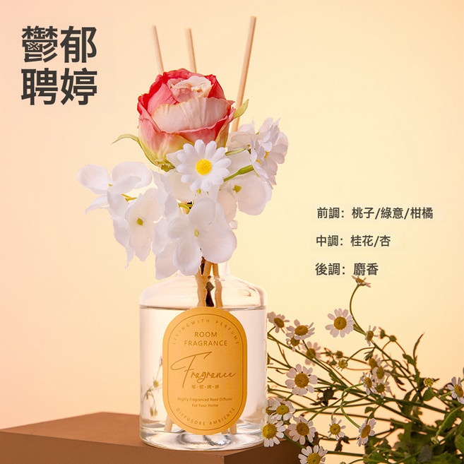 梔子花香薰精油家用伴手禮室內持久無火香薰便攜臥室香氛衛生間, 鬱郁娉婷200ml:如圖所示
