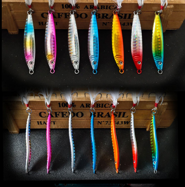 크크섬 메탈지그 루어낚시 삼치 갈치 부시리 방어 농어 우럭 배스, 1.페더 메탈지그, 17g - A